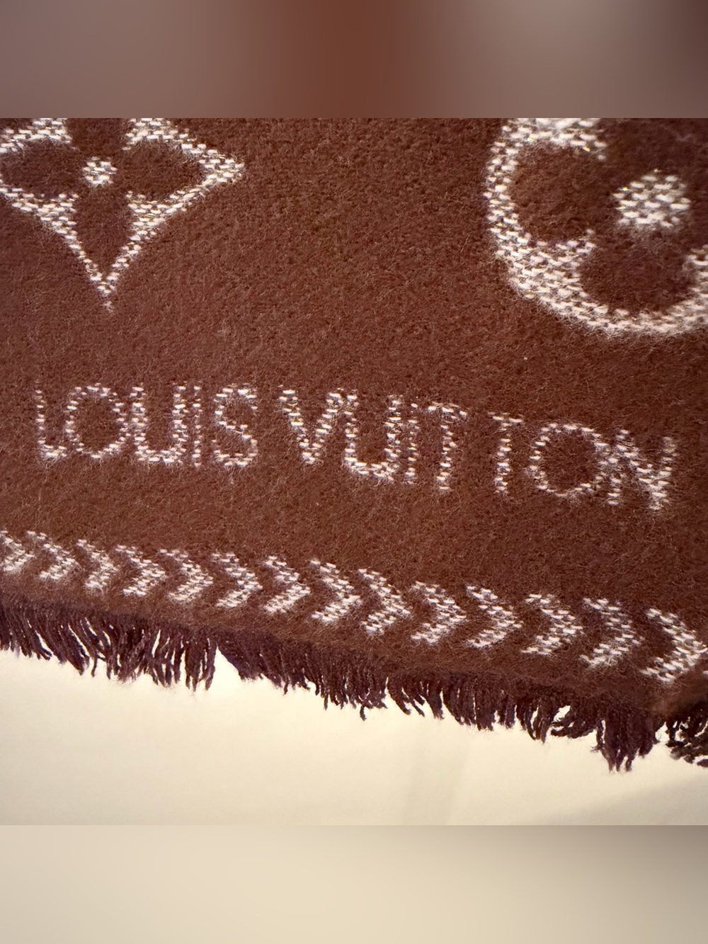 Reversible Split Monogram Cashmere Silk Scarf - Picture 8 of 14